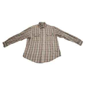 Woolrich Shirt Mens Size Large Beige Flannel Gorpcore Hiking Grunge Job Y2k Gorp